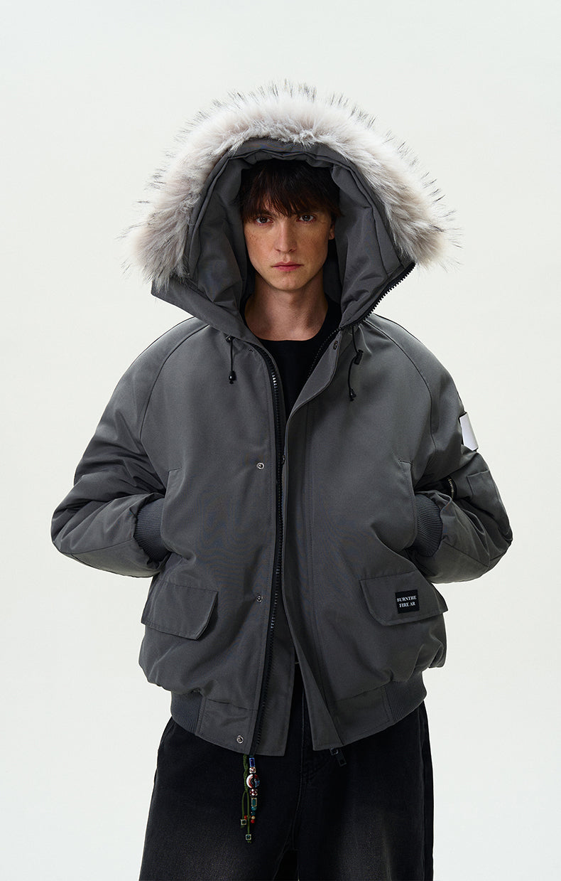MADWITCH FUR-COLLAR PARKA COTTON COAT #HY8529