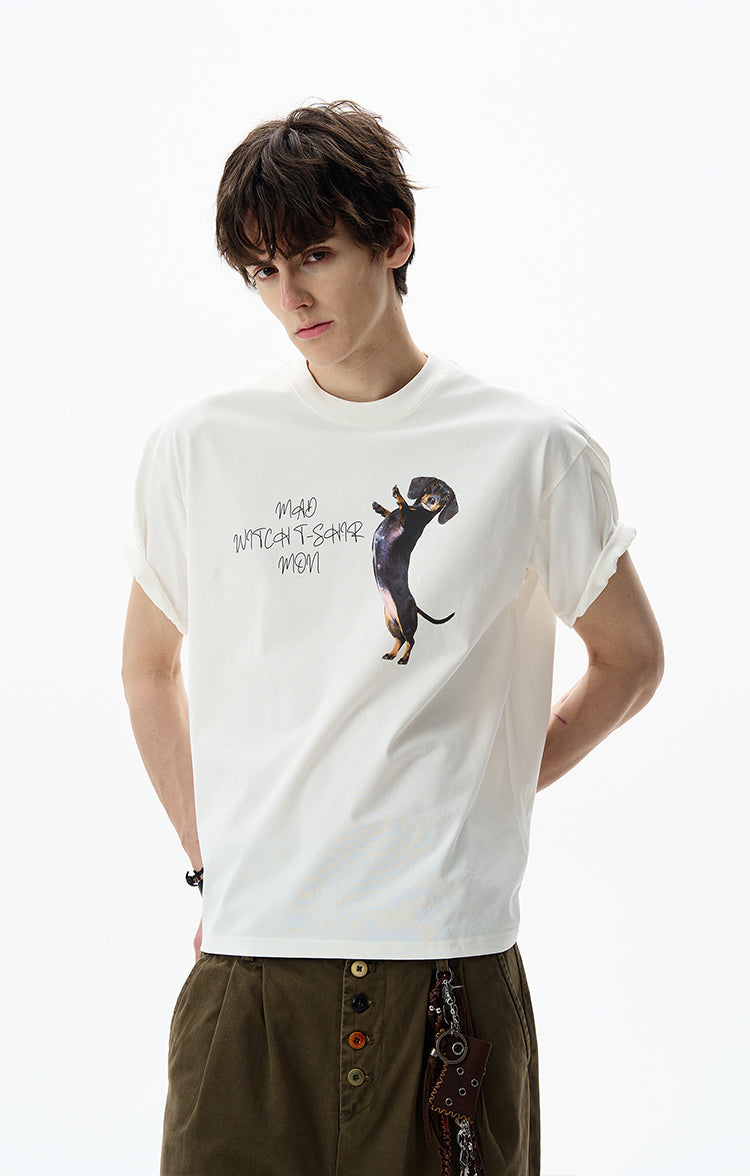 MADWITCH PUPPY PRINT T-SHIRT #MD4196