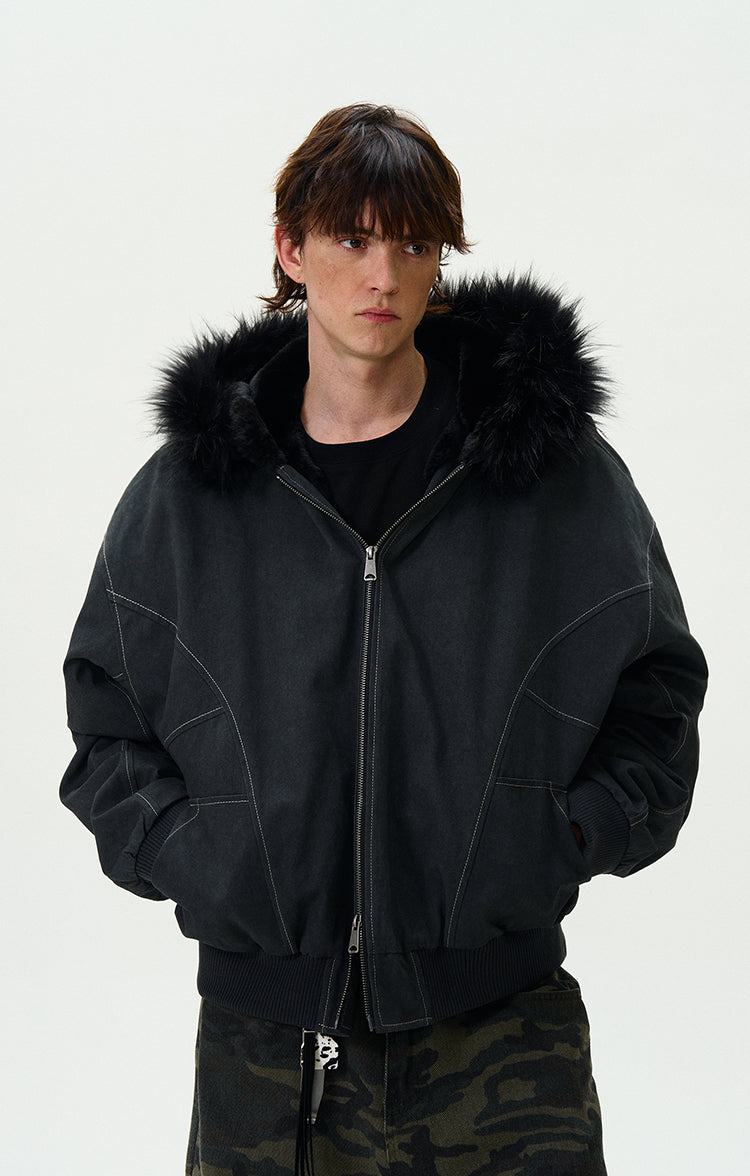 MADWITCH LOOSE FITTED FLEECE LINED JACKET #0191