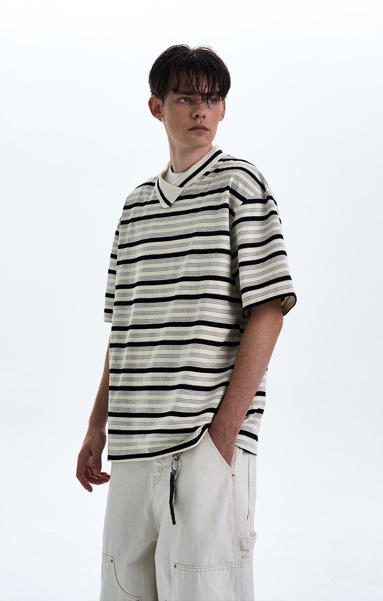 MADWITCH CONTRAST STRIPED T-SHIRT #G1525
