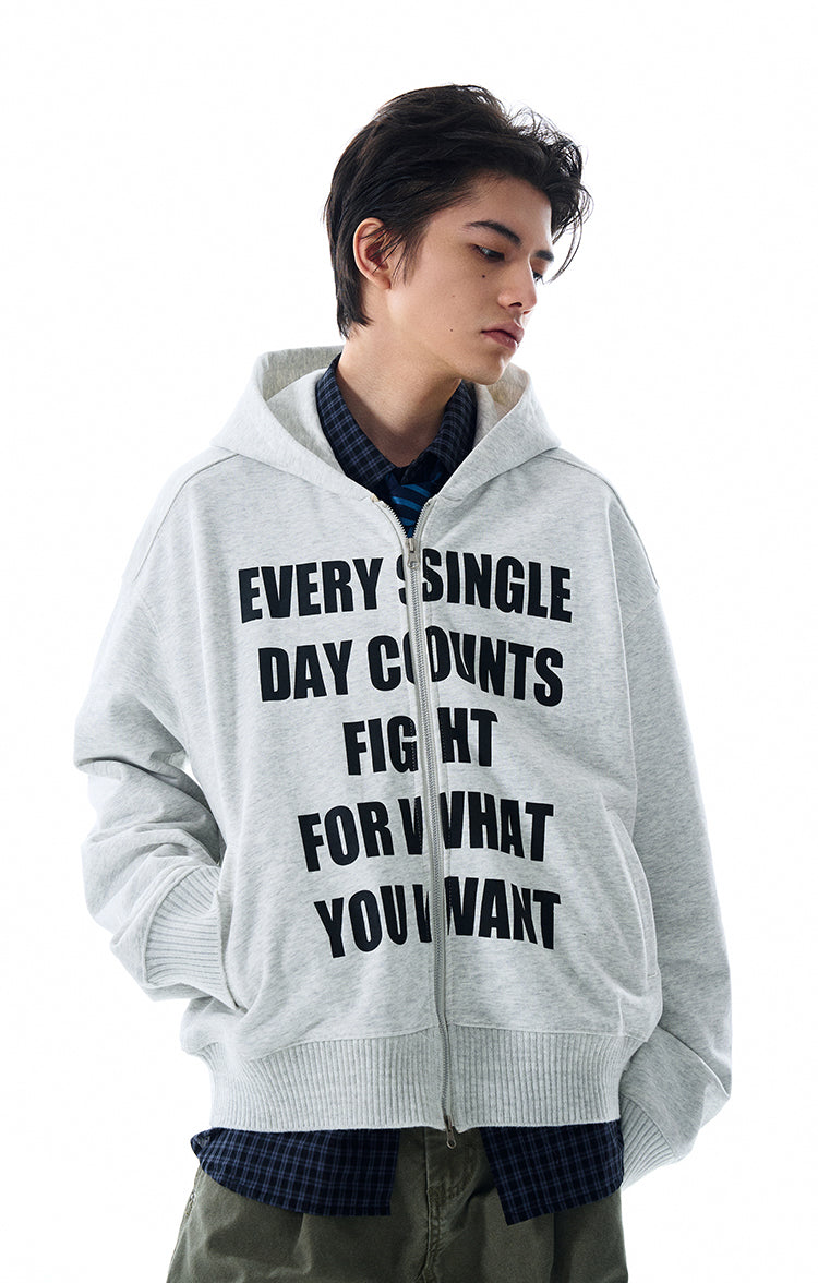 MADWITCH LETTER PRINT HOODED COAT #RH170