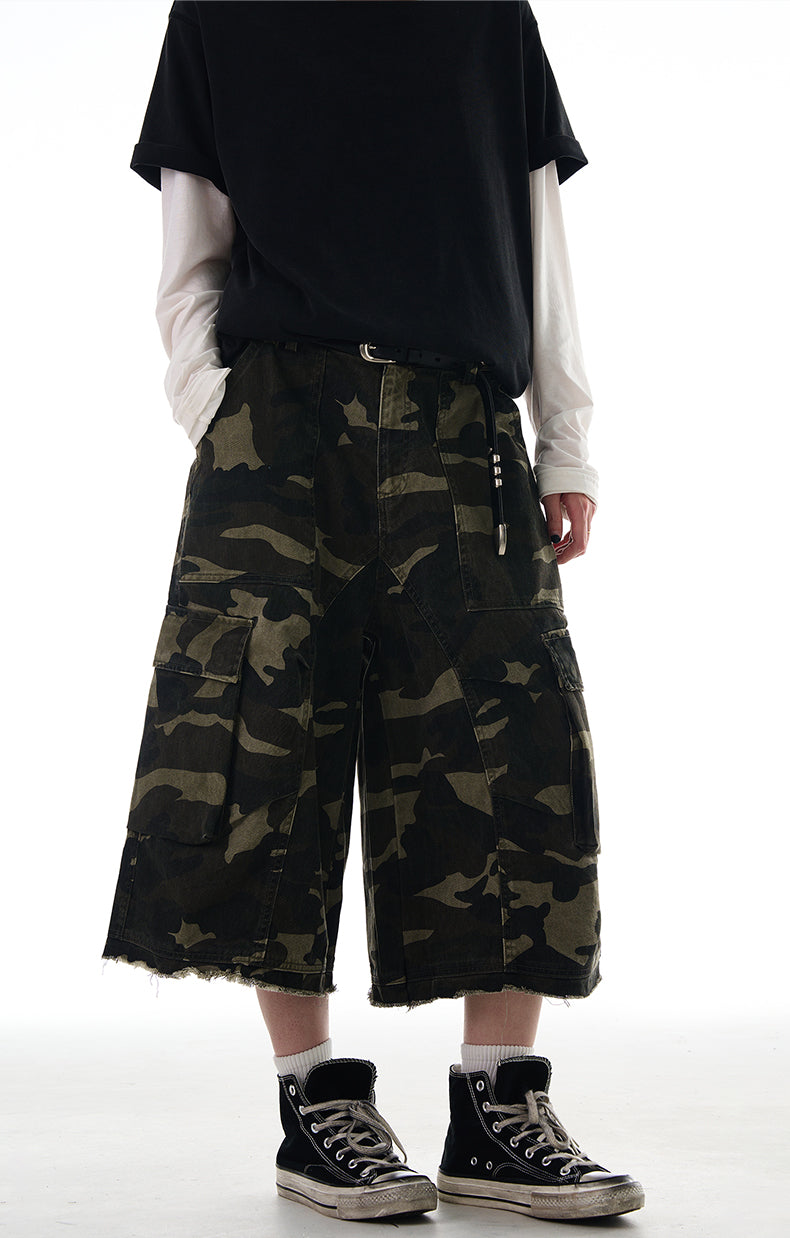 MADWITCH RAW HEM CAMO CARGO PANTS #CK252D