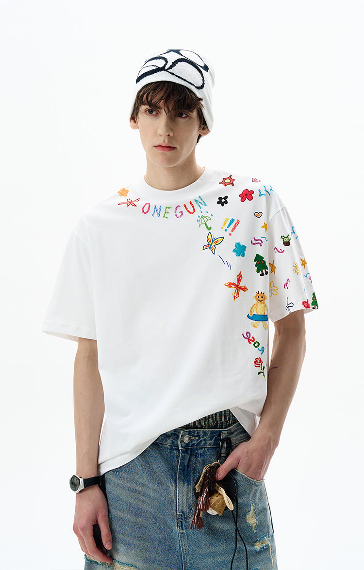 MADWITCH GRAFFITI PRINT TEE #C828