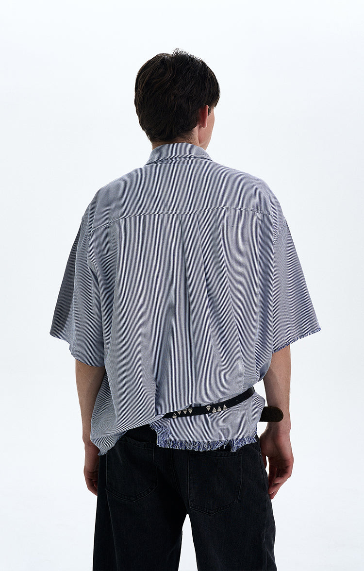 MADWITCH DISTRESSED RAW HEM SHIRT #RC193