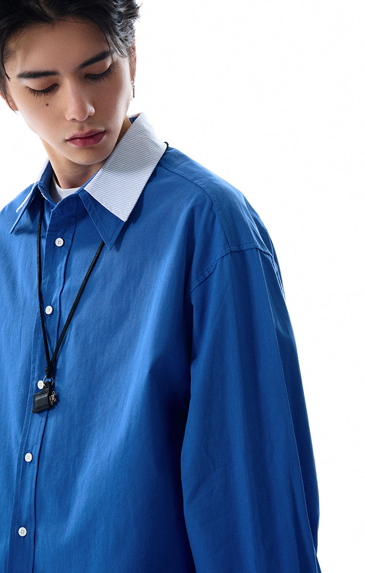 MADWITCH DOUBLE COLLAR PATCHWORK SHIRT #RC140