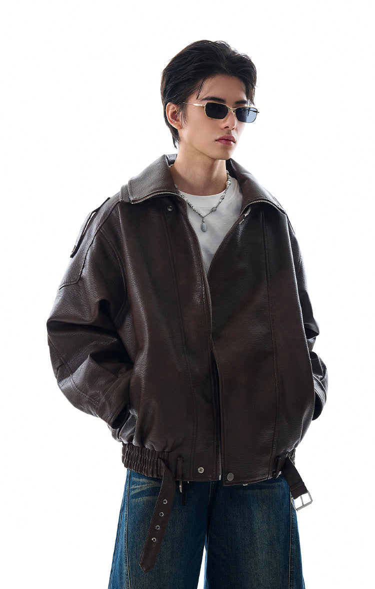 MADWITCH BIKER-STYLE LEATHER JACKET #NR4020