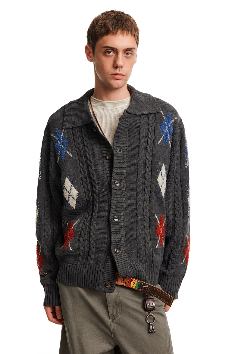 MADWITCH ARGYLE TWIST SWEATER #AW25306