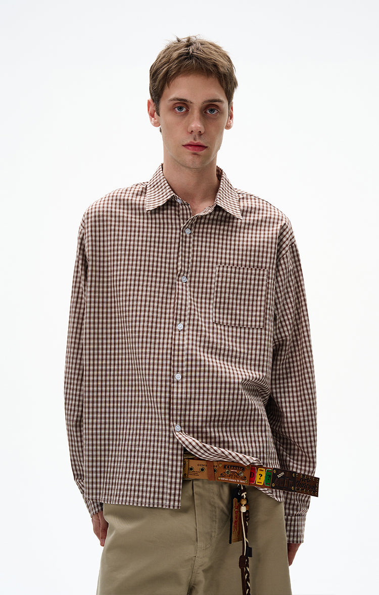 MADWITCH UNISEX VINTAGE PLAID LONG SHIRT #CR6215