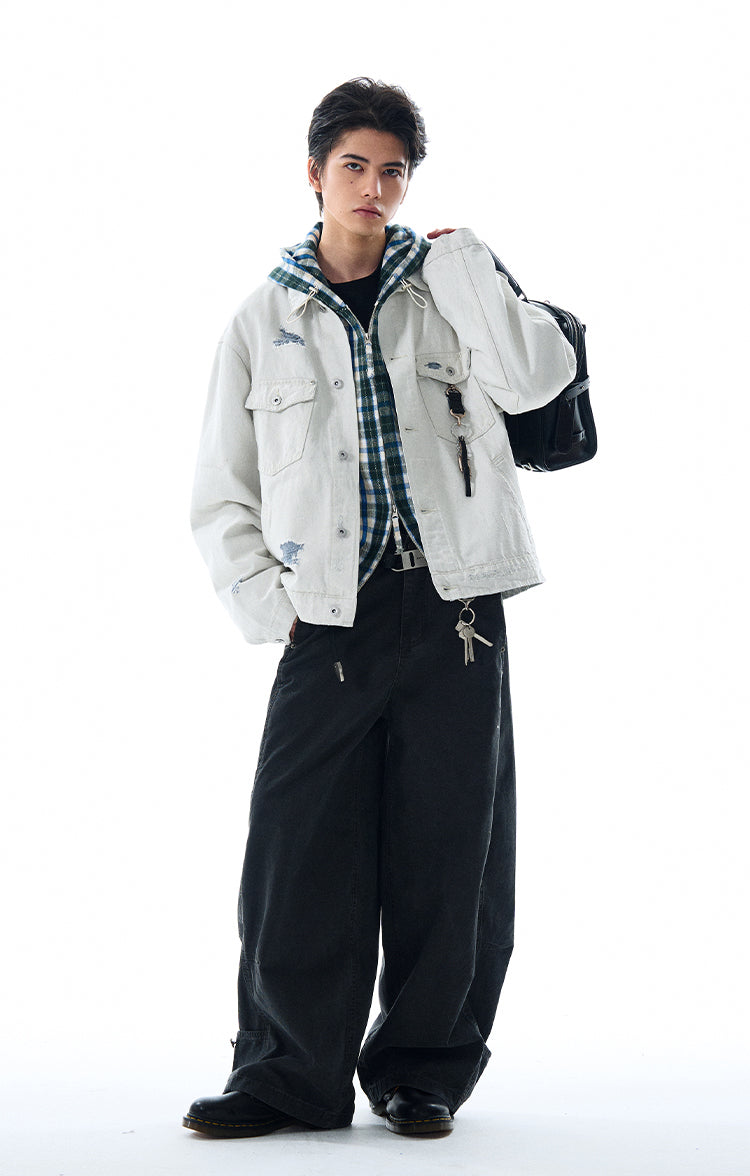 MADWITCH DISTRESSED WASHED DENIM JACKET #C177C25