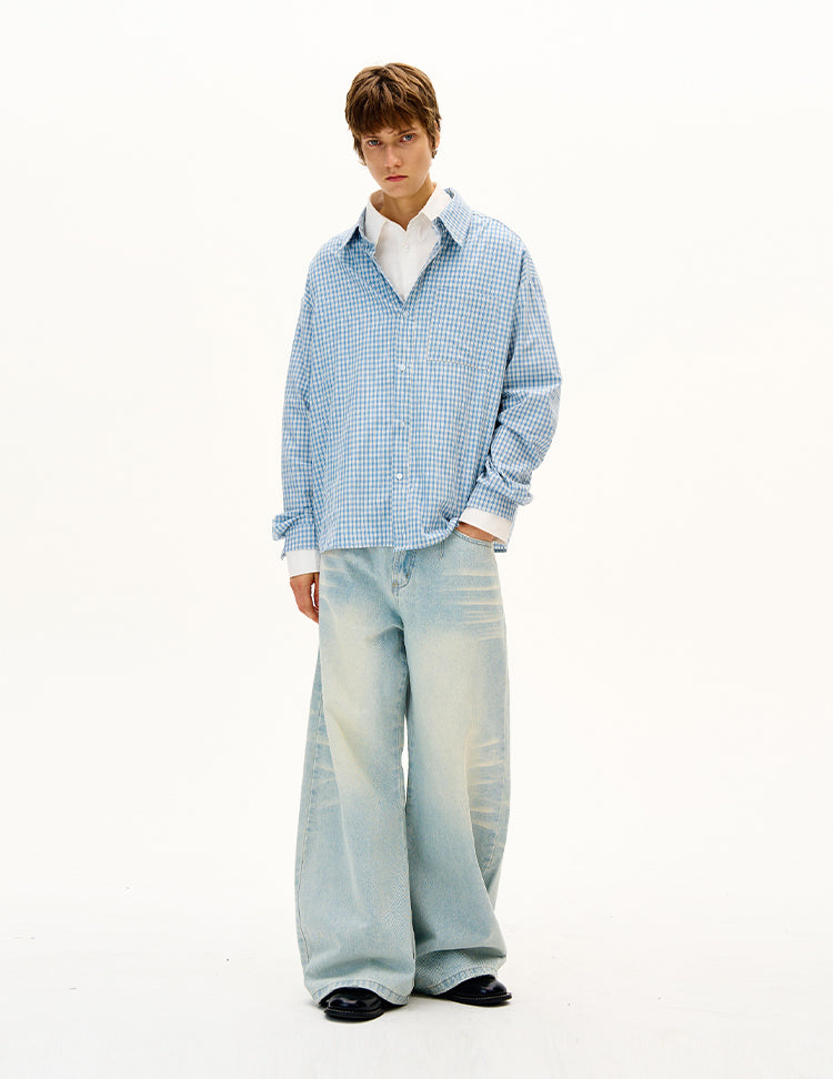 MADWITCH UNISEX CLASSIC PLAID BUTTON-UP SHIRT #CR6211