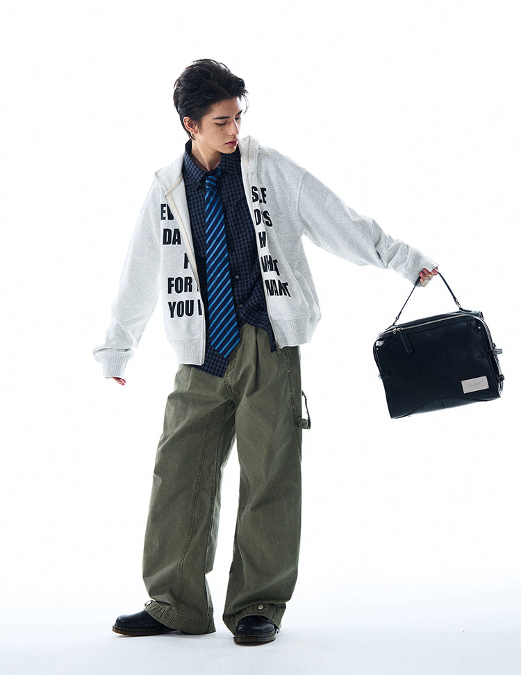MADWITCH LETTER PRINT HOODED COAT #RH170