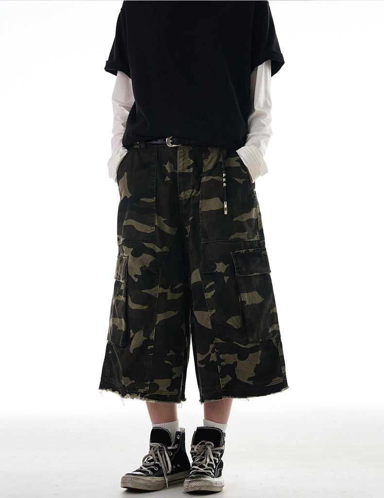 MADWITCH RAW HEM CAMO CARGO PANTS #CK252D