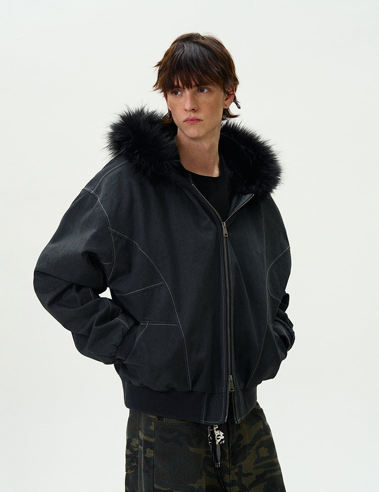 MADWITCH LOOSE FITTED FLEECE LINED JACKET #0191