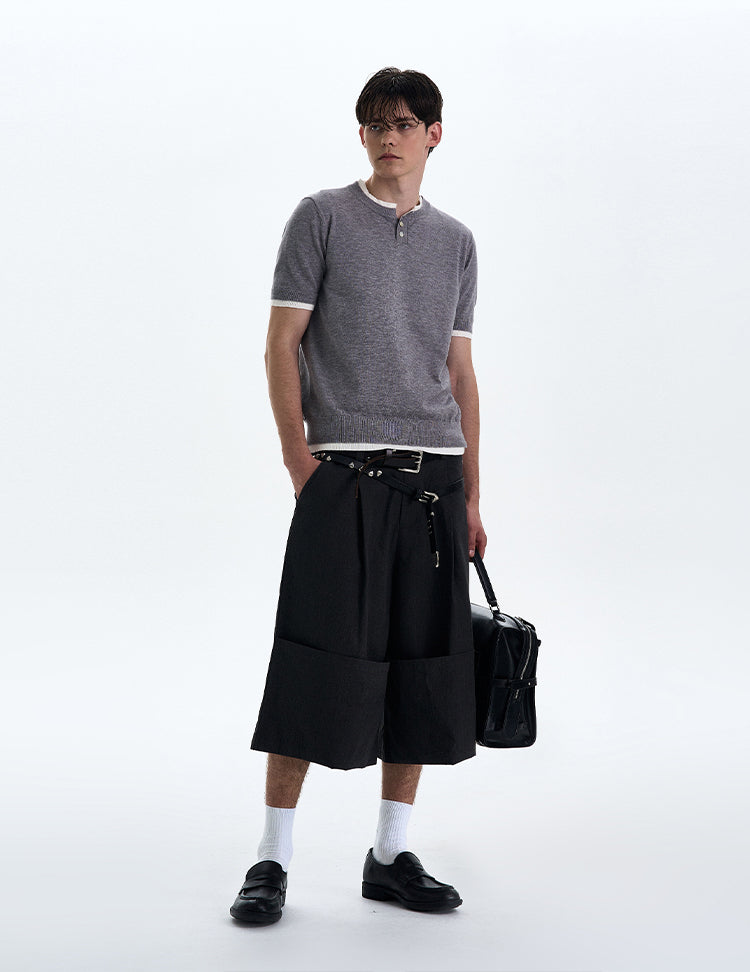 MADWITCH COLORBLOCK KNIT SHORT SLEEVE SHIRT #LX3027