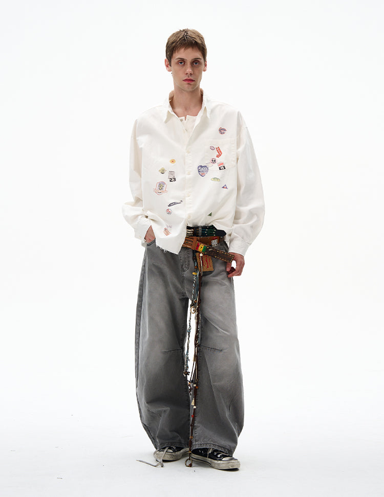 MADWITCH RAW-EDGE LONG SLEEVE SHIRT #BR92