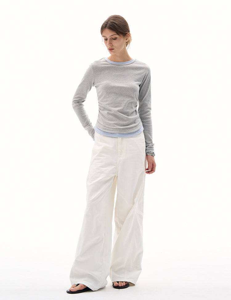 MADWITCH WAIST-CINCH STRIPED TOPS #DD3350
