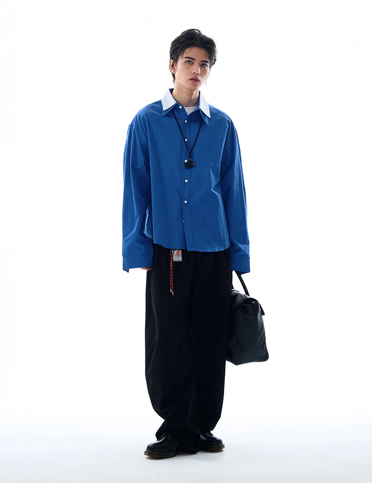 MADWITCH DOUBLE COLLAR PATCHWORK SHIRT #RC140