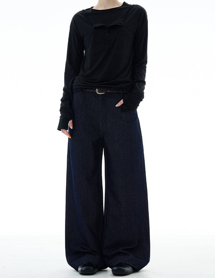 MADWITCH DRAPEY STRAIGHT DENIM PANTS #9910