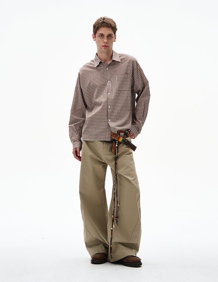 MADWITCH UNISEX VINTAGE PLAID LONG SHIRT #CR6215