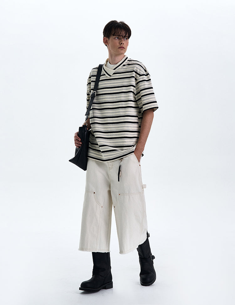 MADWITCH CONTRAST STRIPED T-SHIRT #G1525