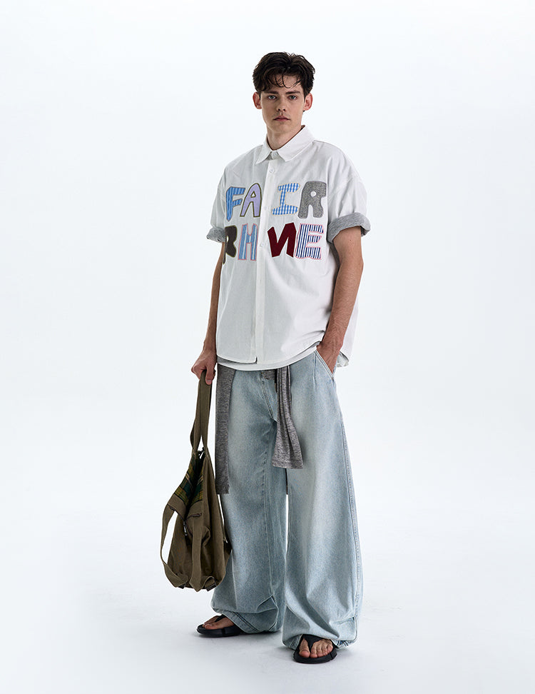 MADWITCH EMBROIDERED SHORT SLEEVED SHIRT #L653