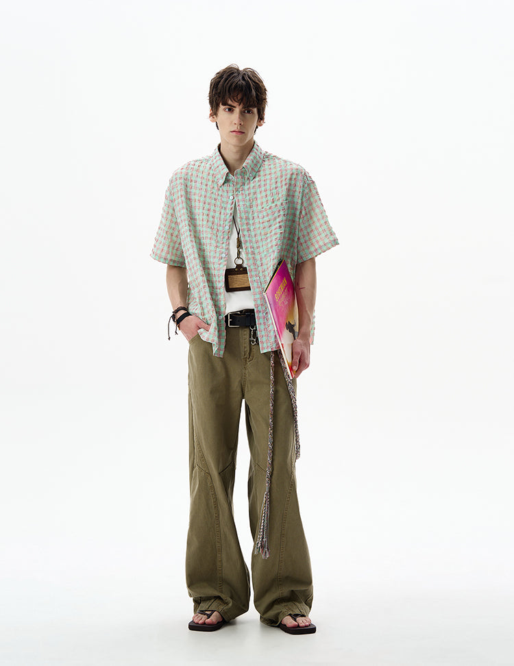 MADWITCH SEERSUCKER CHECK SHIRT #CR238