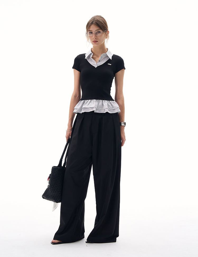 MADWITCH FAUX TWO-PIECE CROP TANK TOP #TX277
