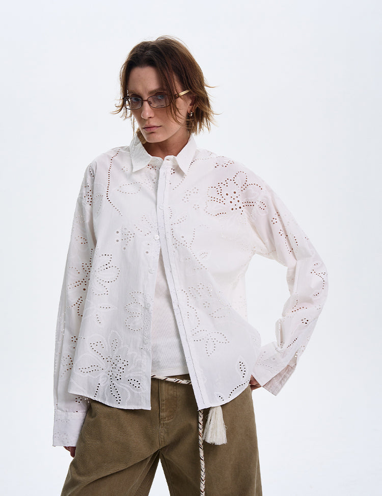 MADWITCH LOOSE WHITE LONG-SLEEVE SHIRT #31111