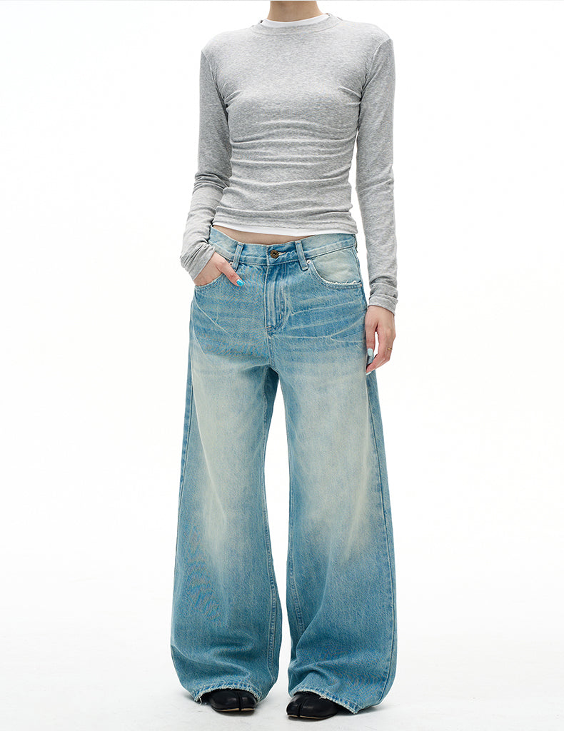 MADWITCH DISTRESSED WASHED STRAIGHT JEANS #CK9697
