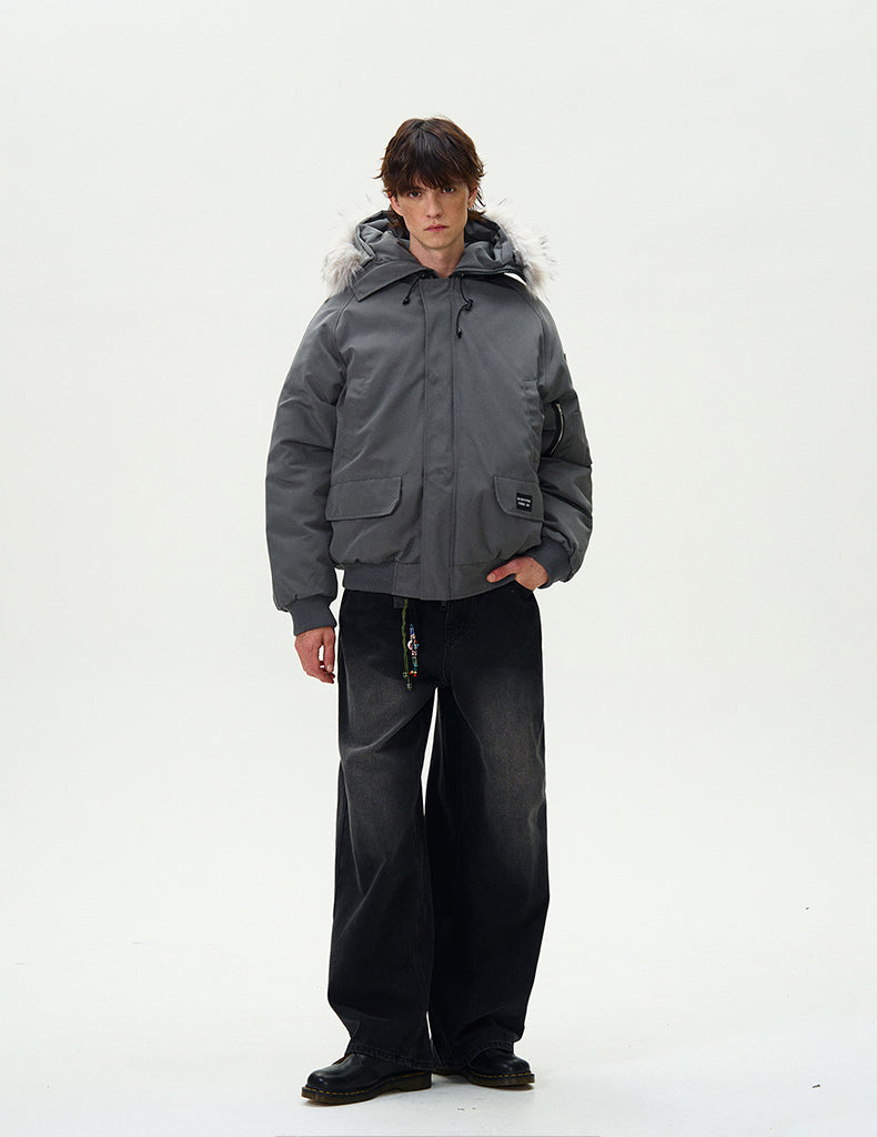 MADWITCH FUR-COLLAR PARKA COTTON COAT #HY8529