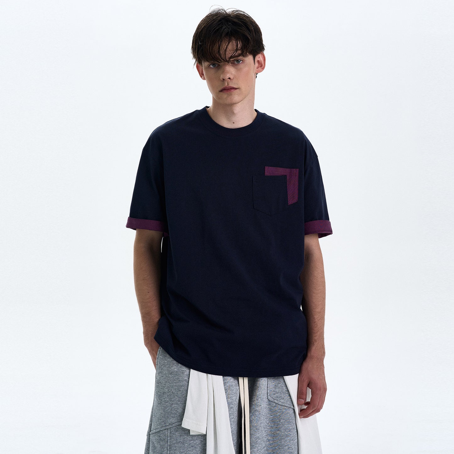 MADWITCH CONTRAST COLOR CREWNECK TEE #C205C25
