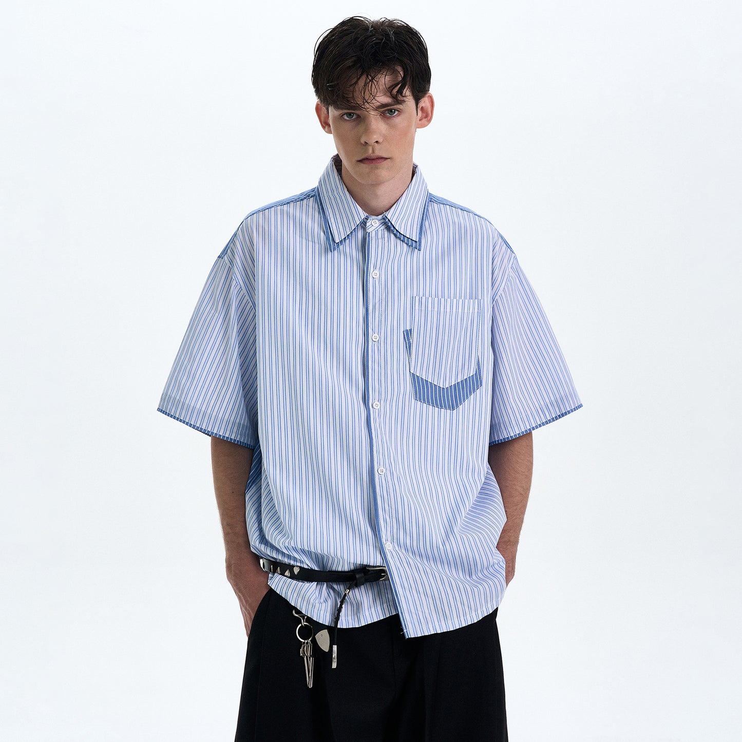 MADWITCH PATCHWORK SHORT SLEEVE SHIRT #AB1051