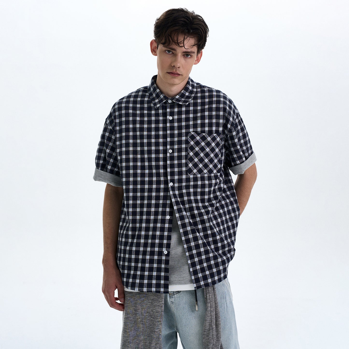 MADWITCH DETACHABLE HOODED SHORT SHIRT #RC218