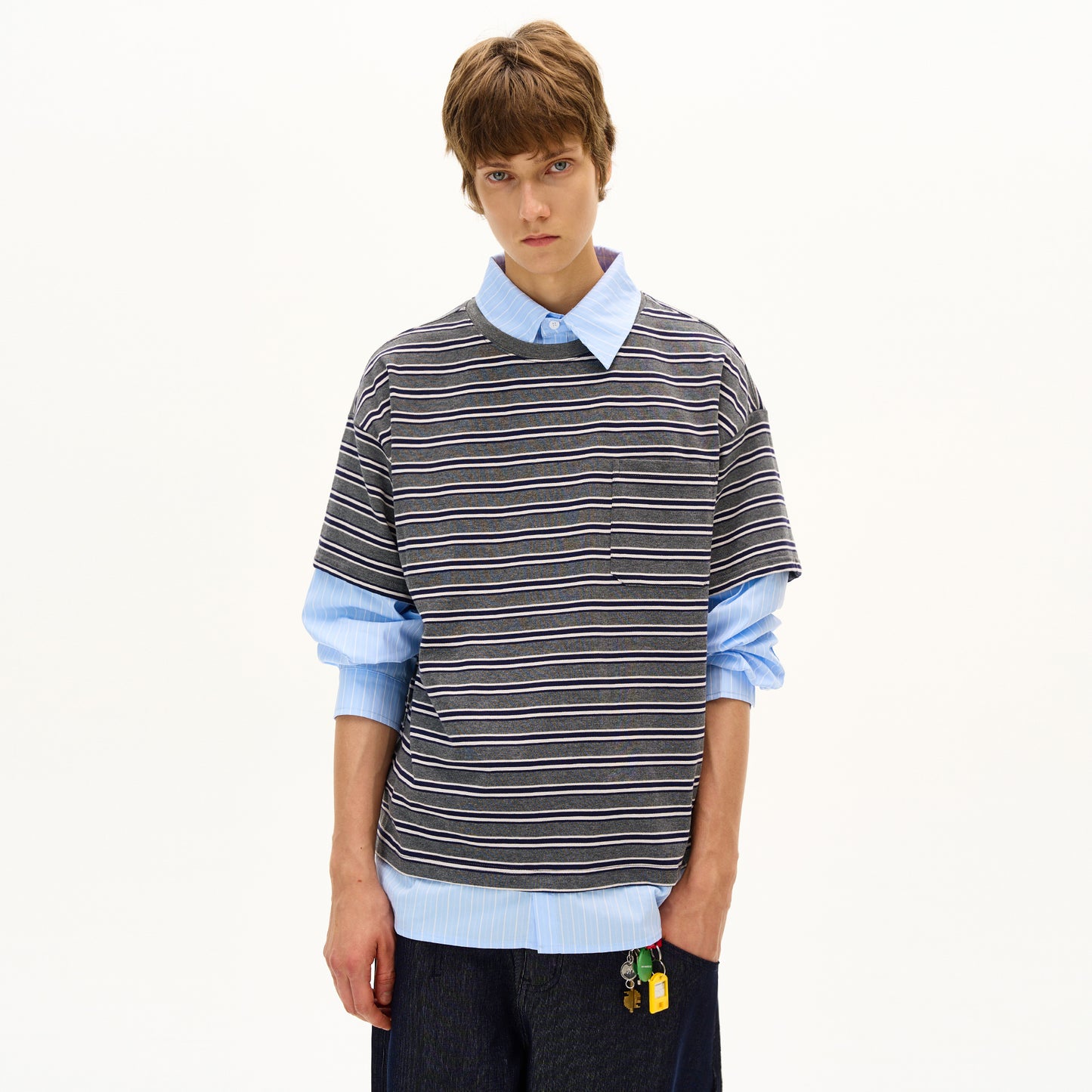 MADWITCH UNISEX FAKE TWO-PIECE LONG SLEEVE TOP #T009