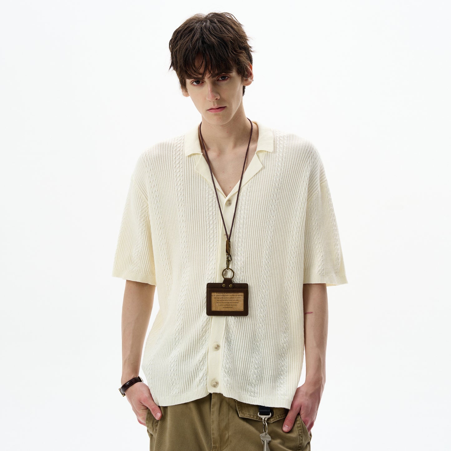 MADWITCH OLD MONEY CABLE KNIT SHIRT #68827