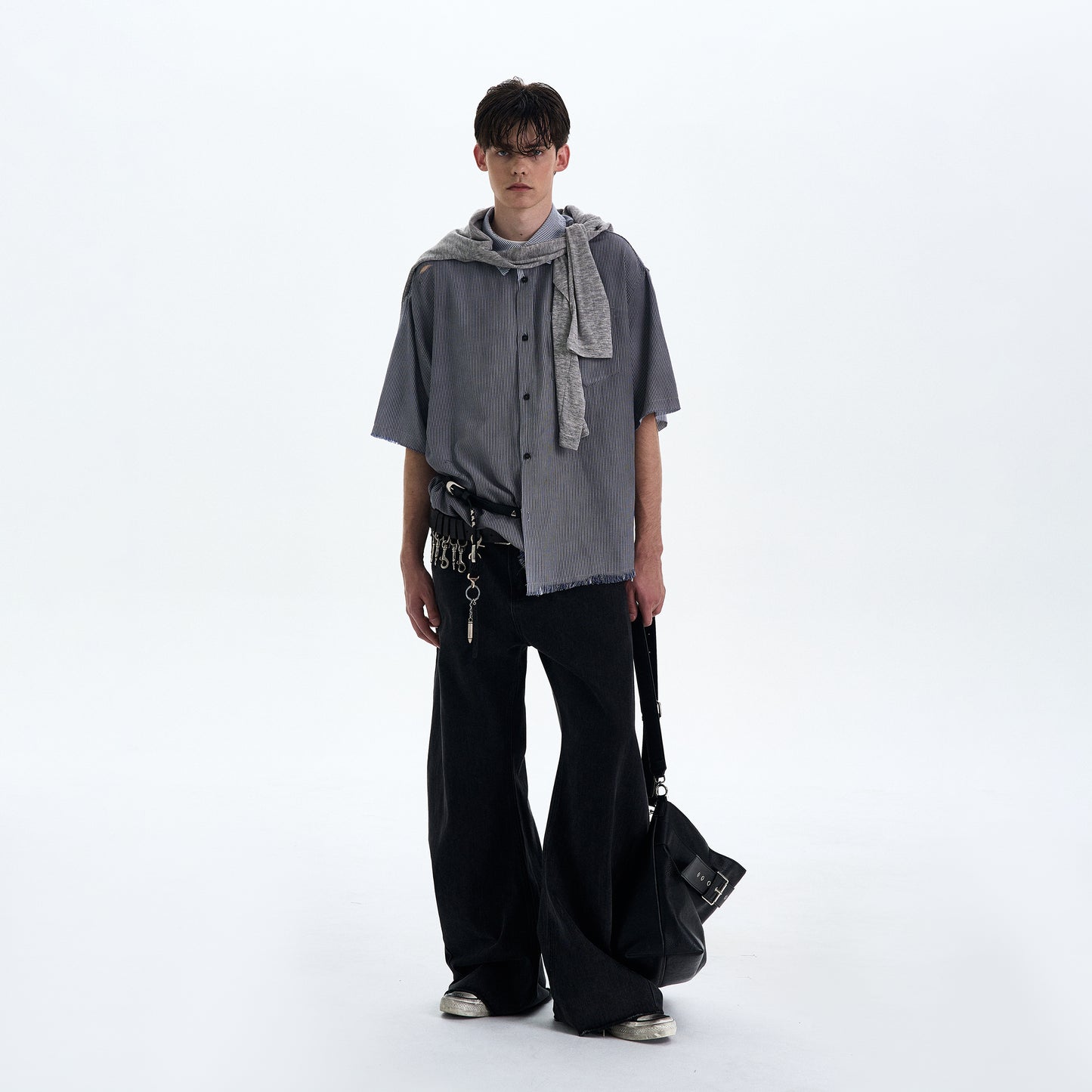 MADWITCH DISTRESSED RAW HEM SHIRT #RC193
