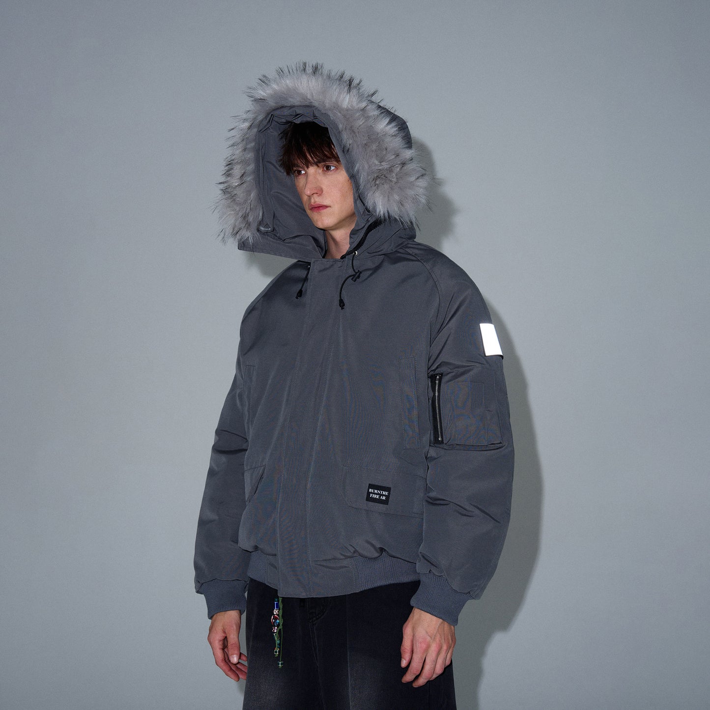 MADWITCH FUR-COLLAR PARKA COTTON COAT #HY8529