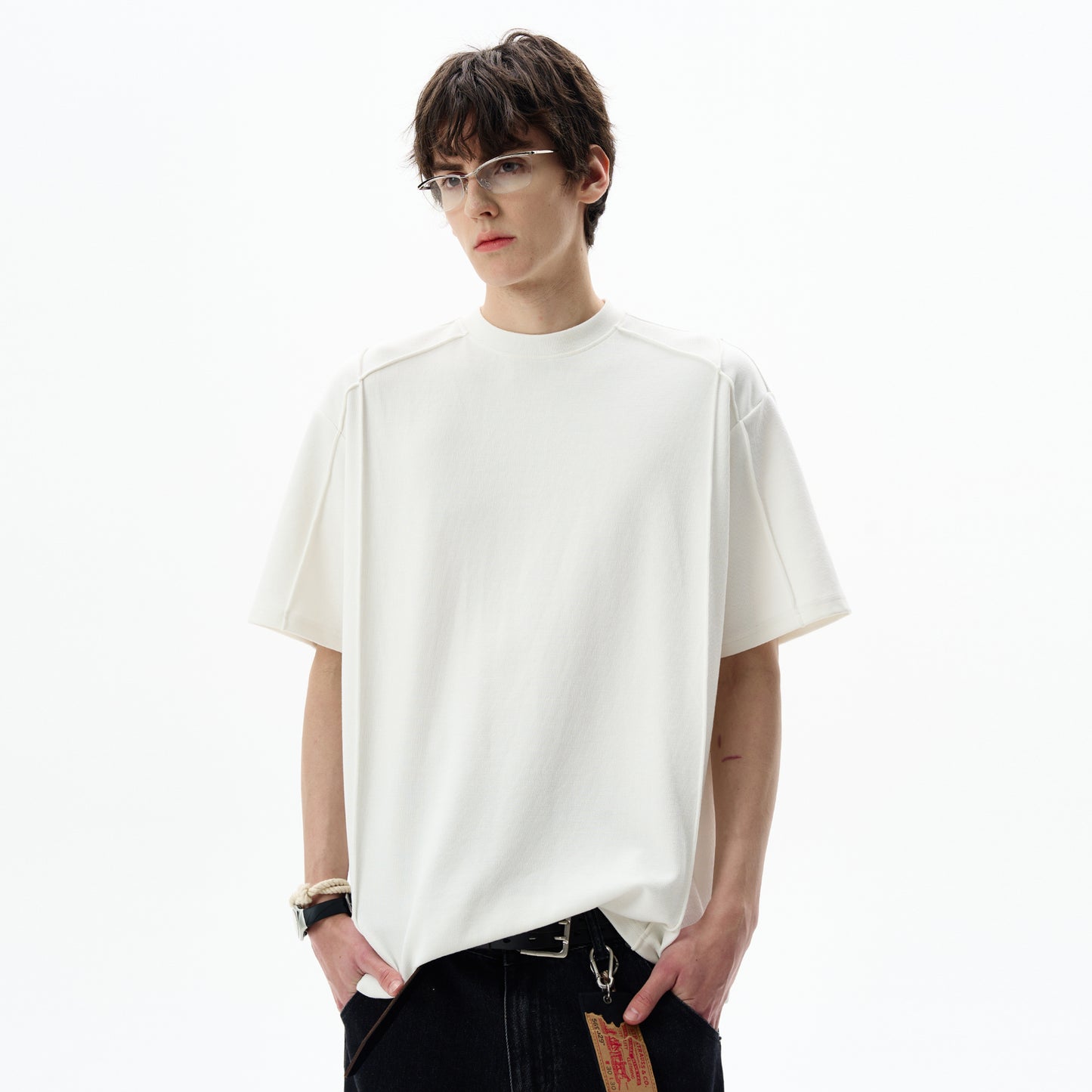 MADWITCH PANELED CREW NECK TEE #UTU009