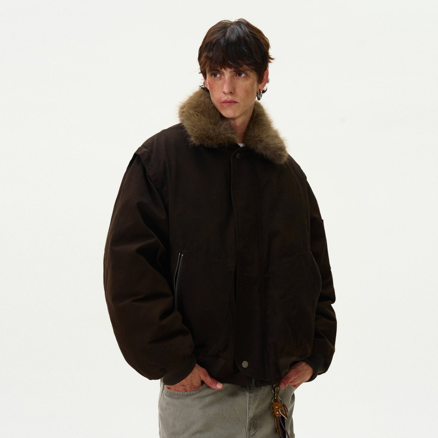 MADWITCH FAUX FUR COLLAR DOWN JACKET #Y07