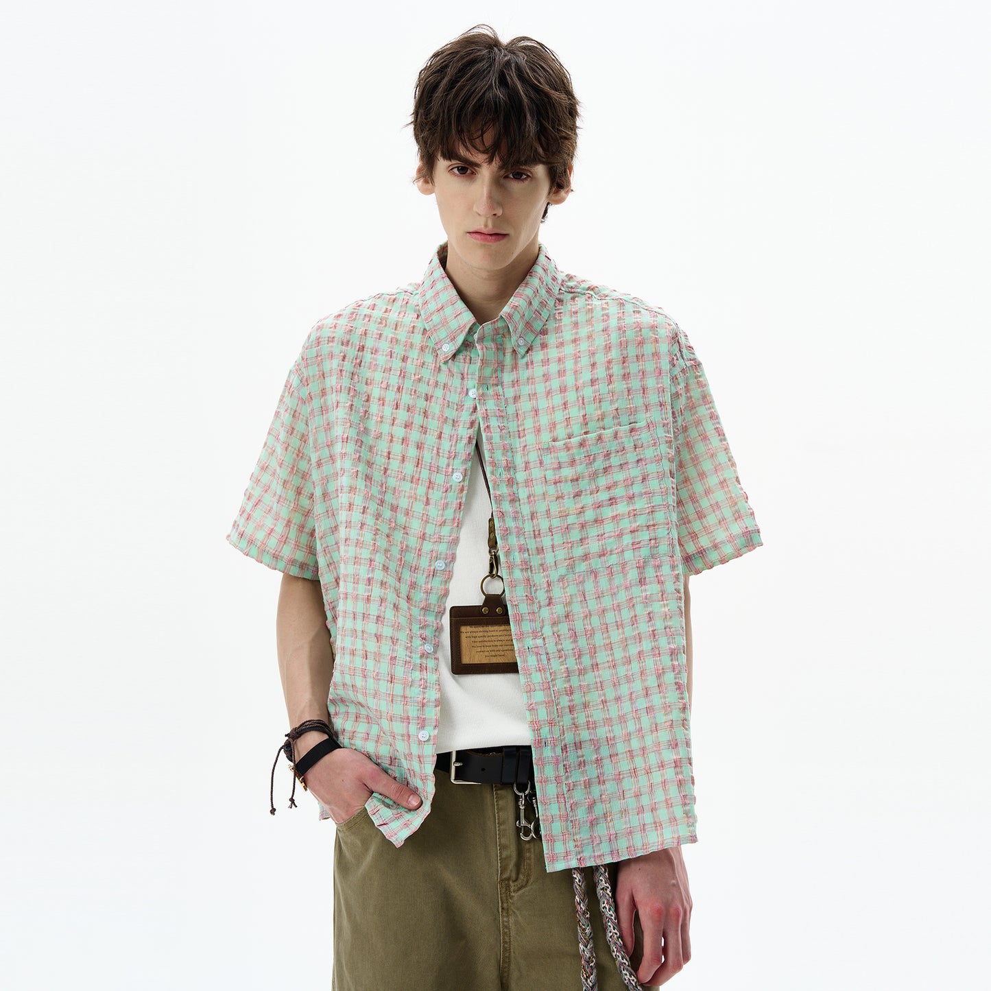 MADWITCH SEERSUCKER CHECK SHIRT #CR238