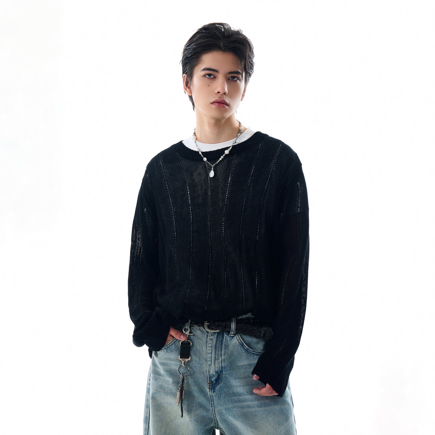 MADWITCH DISTRESSED KNIT SWEATER #81177