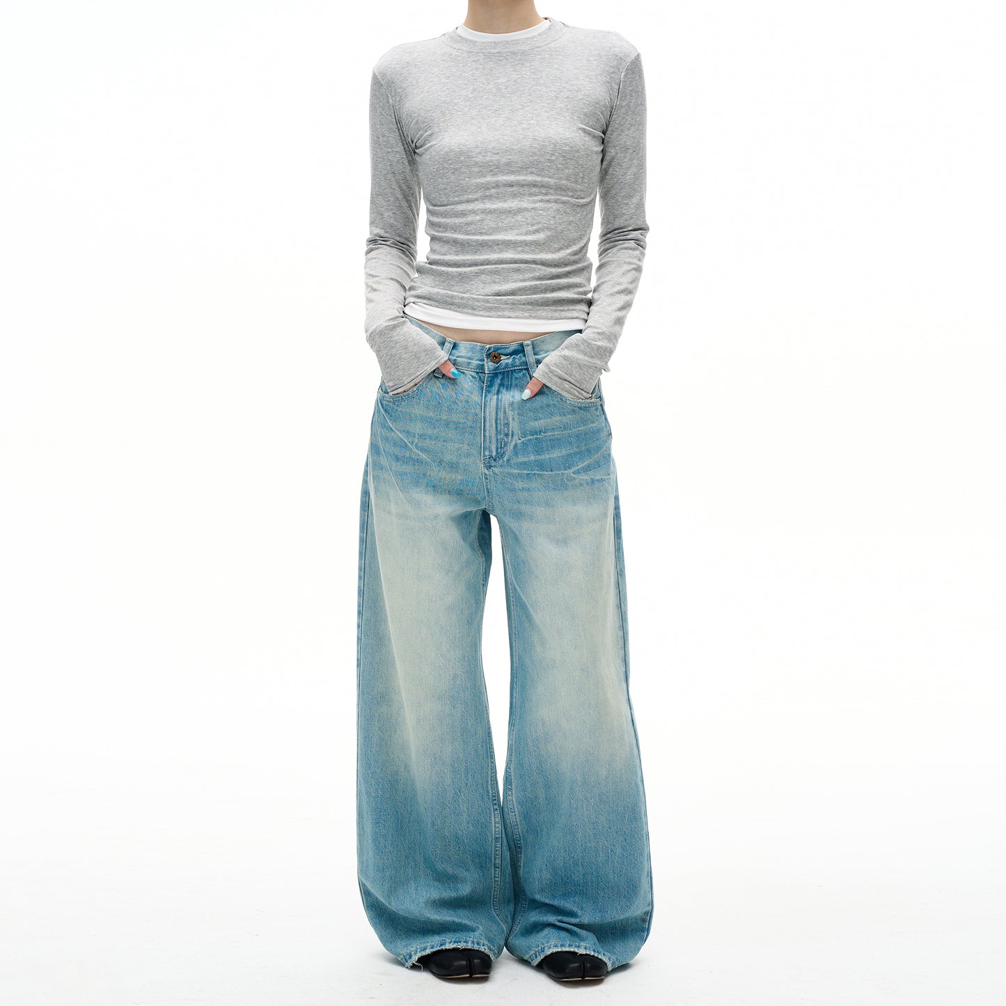 MADWITCH DISTRESSED WASHED STRAIGHT JEANS #CK9697