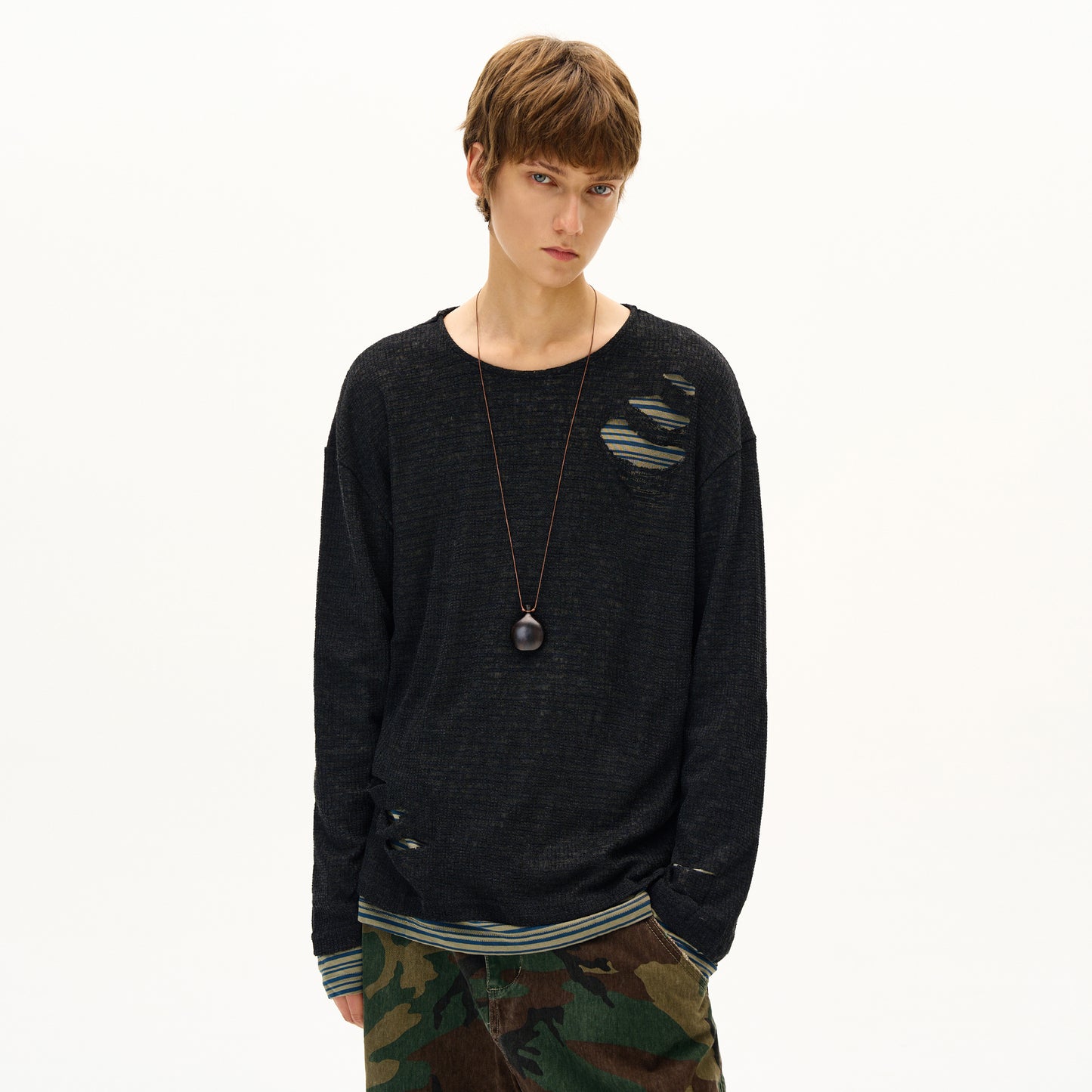 MADWITCH UNISEX DISTRESSED KNIT LONG SLEEVE #SD14