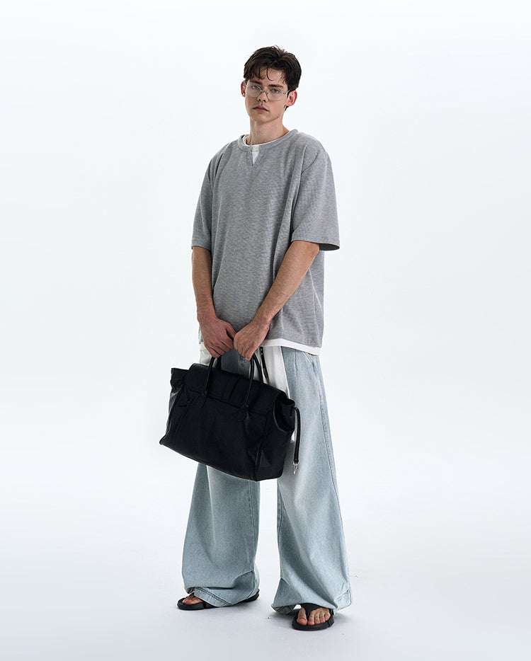 MADWITCH FAKE TWO-PIECE V-NECK TEE #L677