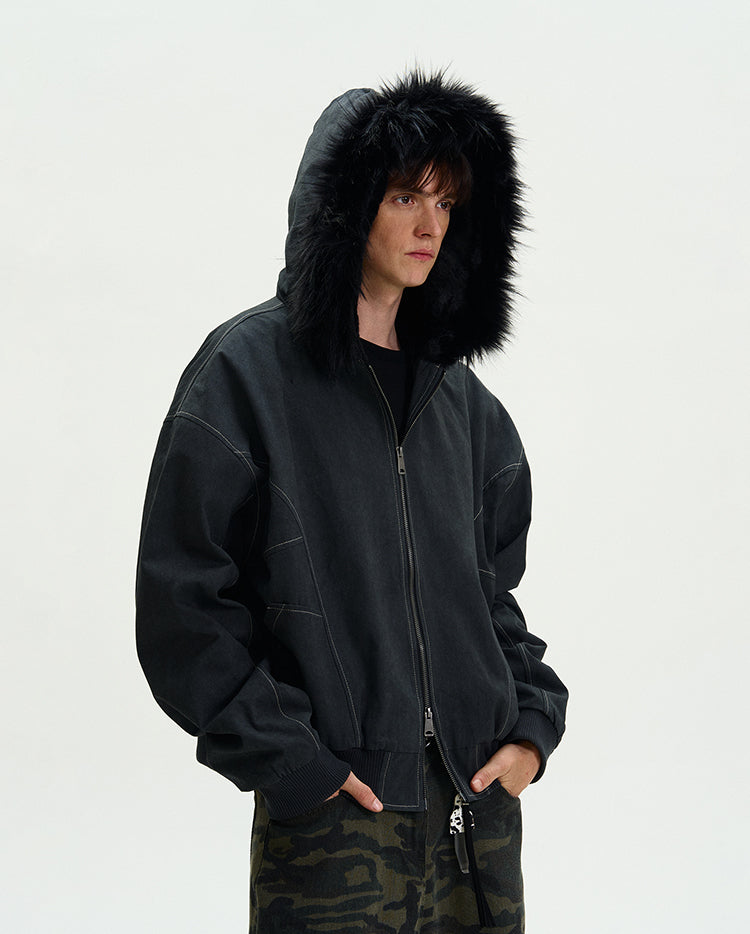 MADWITCH LOOSE FITTED FLEECE LINED JACKET #0191