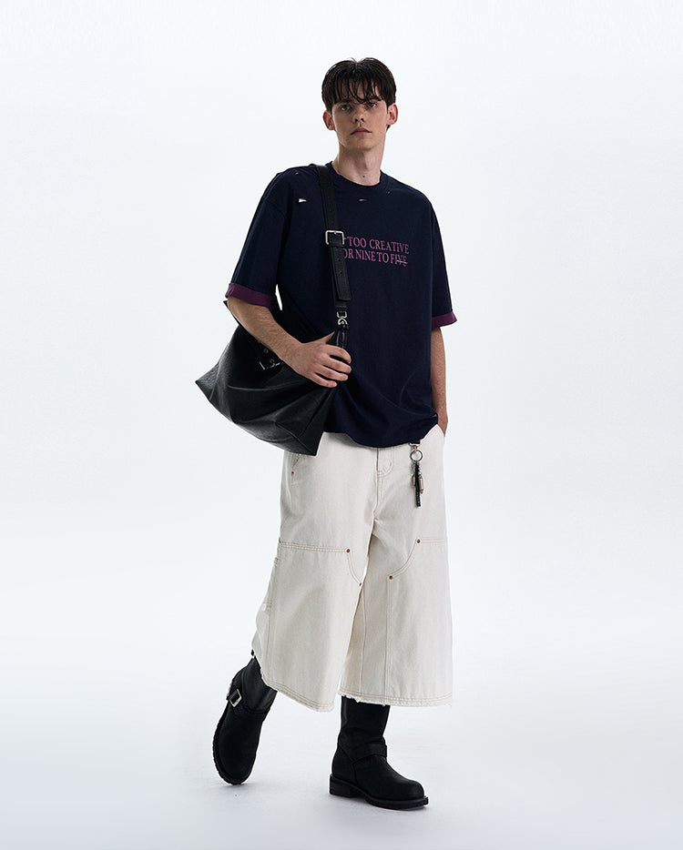 MADWITCH TRENDY DISTRESSED SHORT TEE #L355C25