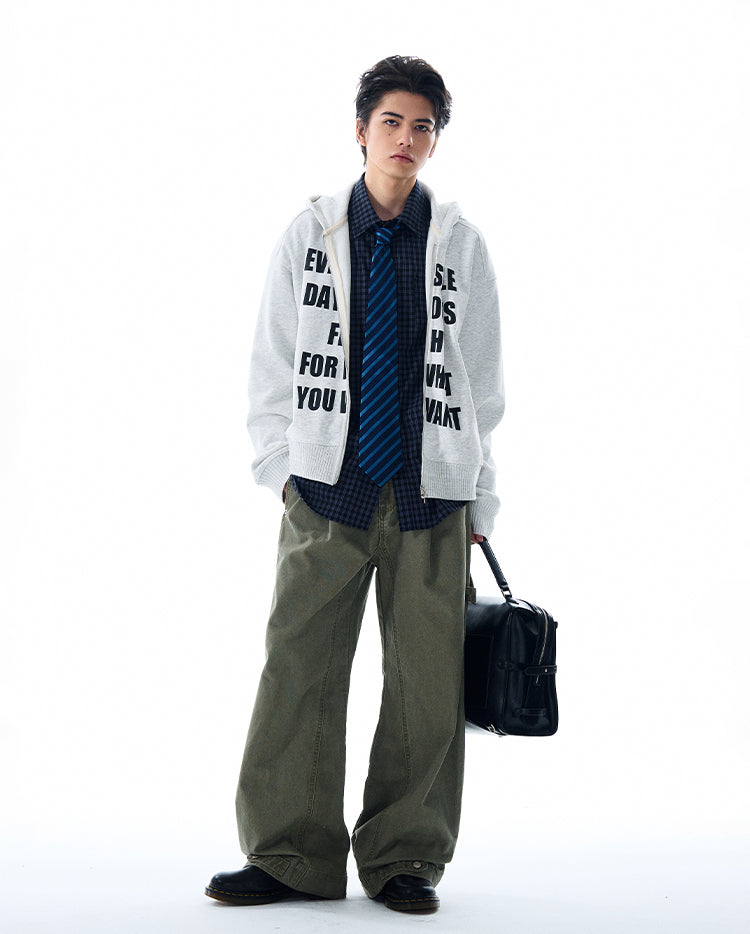 MADWITCH LETTER PRINT HOODED COAT #RH170