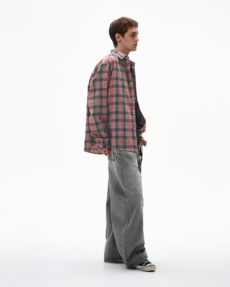 MADWITCH COLOR-BLOCK CHECKED TUNIC #CR603