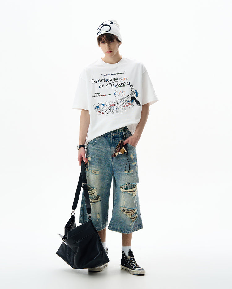 MADWITCH FUN PRINT CREWNECK TEE #880320
