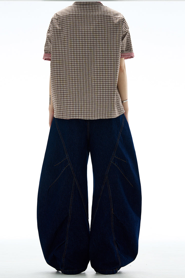 MADWITCH BUTTON-FRONT WIDE LEG DENIM JEANS #9066
